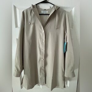 Coolibar Women’s UPF 50+ Long Sleeve Beach Shirt w/ Hood Sz. Small Stone